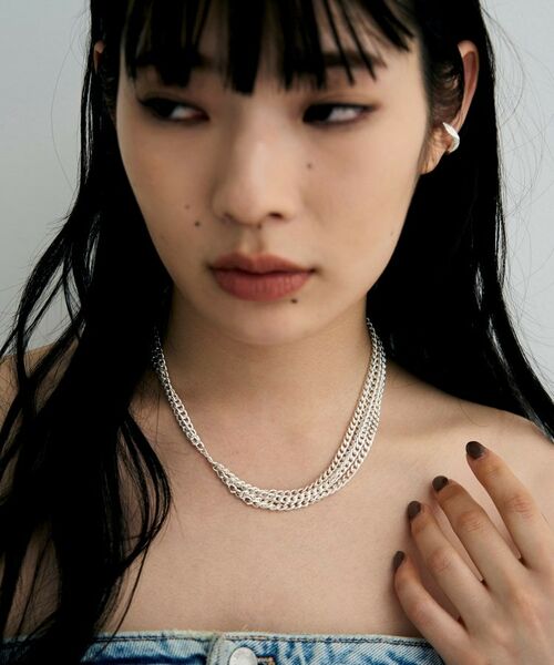 COCOSHNIK ONKITSCH / ココシュニックオンキッチュ ネックレス・ペンダント・チョーカー | シルバー カーブチェーンアシンメトリードレープネックレス | 詳細7