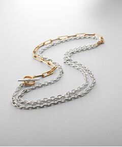 COCOSHNIK ONKITSCH / ココシュニックオンキッチュ ネックレス・ペンダント・チョーカー | シルバー コンビカラー フラットオーバル フラットケーブルマンテルネックレス