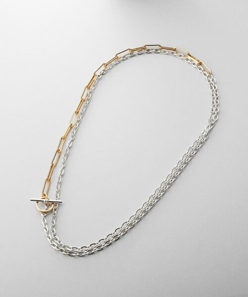 COCOSHNIK ONKITSCH / ココシュニックオンキッチュ ネックレス・ペンダント・チョーカー | シルバー コンビカラー フラットオーバル フラットケーブルマンテルネックレス | 詳細4