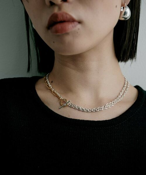 COCOSHNIK ONKITSCH / ココシュニックオンキッチュ ネックレス・ペンダント・チョーカー | シルバー コンビカラー フラットオーバル フラットケーブルマンテルネックレス | 詳細9