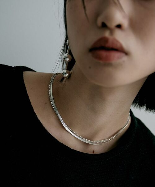 COCOSHNIK ONKITSCH / ココシュニックオンキッチュ ネックレス・ペンダント・チョーカー | シルバー コンビネーションチェーン フラットスネーク マリン ボールネックレス | 詳細7