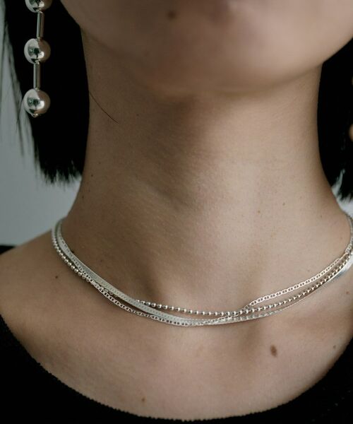 COCOSHNIK ONKITSCH / ココシュニックオンキッチュ ネックレス・ペンダント・チョーカー | シルバー コンビネーションチェーン フラットスネーク マリン ボールネックレス | 詳細8