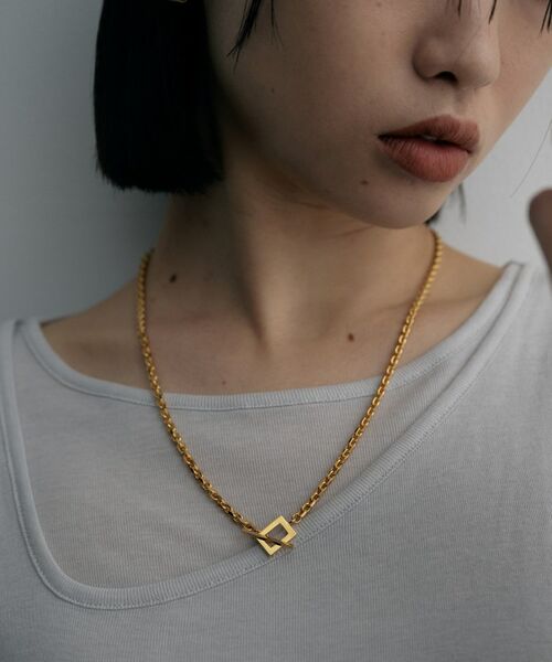 COCOSHNIK ONKITSCH / ココシュニックオンキッチュ ネックレス・ペンダント・チョーカー | シルバー カットケーブルチェーン レクタングルマンテルネックレス（55cm） GP | 詳細10