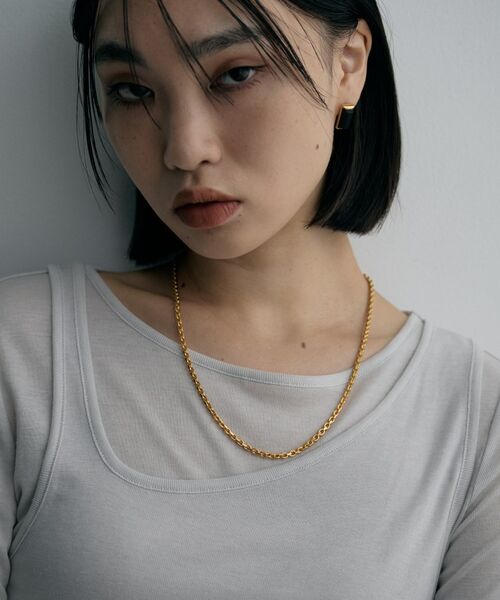 COCOSHNIK ONKITSCH / ココシュニックオンキッチュ ネックレス・ペンダント・チョーカー | シルバー カットケーブルチェーン レクタングルマンテルネックレス（55cm） GP | 詳細12