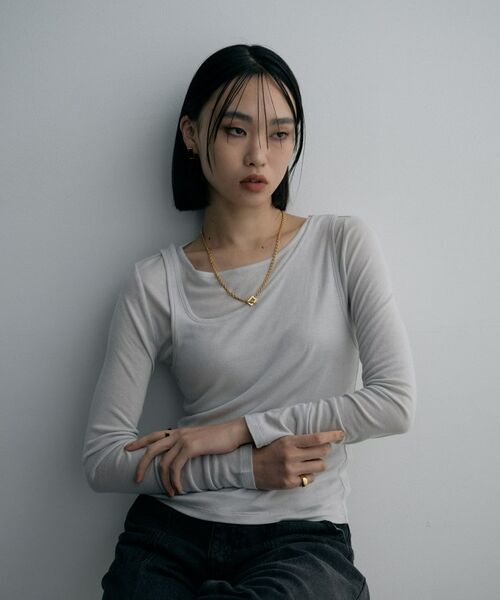 COCOSHNIK ONKITSCH / ココシュニックオンキッチュ ネックレス・ペンダント・チョーカー | シルバー カットケーブルチェーン レクタングルマンテルネックレス（55cm） GP | 詳細8