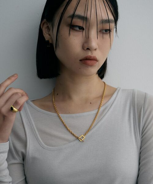 COCOSHNIK ONKITSCH / ココシュニックオンキッチュ ネックレス・ペンダント・チョーカー | シルバー カットケーブルチェーン レクタングルマンテルネックレス（55cm） GP | 詳細9