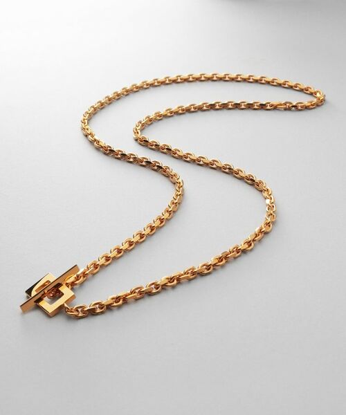 COCOSHNIK ONKITSCH / ココシュニックオンキッチュ ネックレス・ペンダント・チョーカー | シルバー カットケーブルチェーン レクタングルマンテルネックレス（55cm） GP（ゴールド(600)）