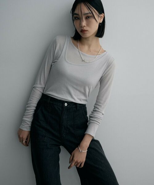 COCOSHNIK ONKITSCH / ココシュニックオンキッチュ ネックレス・ペンダント・チョーカー | シルバー カットケーブルチェーン レクタングルマンテルネックレス（55cm） | 詳細8