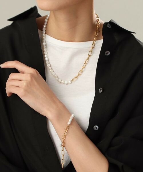 COCOSHNIK ONKITSCH / ココシュニックオンキッチュ ブレスレット・バングル | シルバー バロックパール チェーンミックス ブレスレットＬ GP | 詳細8