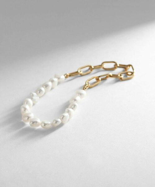 COCOSHNIK ONKITSCH / ココシュニックオンキッチュ ブレスレット・バングル | シルバー バロックパール チェーンミックス ブレスレットＬ GP（ゴールド(606)）