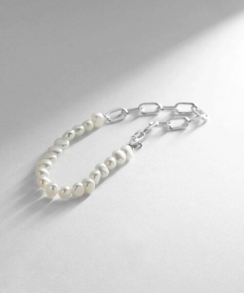 COCOSHNIK ONKITSCH / ココシュニックオンキッチュ ブレスレット・バングル | シルバー バロックパール チェーンミックス ブレスレットＳ（シルバー(606)）