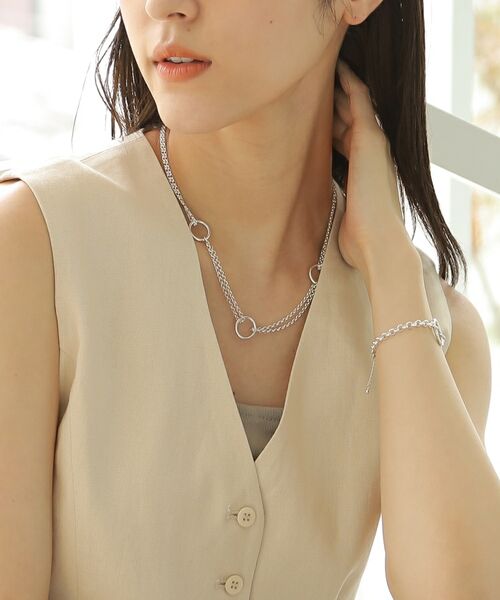 COCOSHNIK ONKITSCH / ココシュニックオンキッチュ ブレスレット・バングル | シルバー サークルモチーフ ダブルチェーンブレスレット | 詳細6