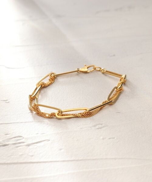 COCOSHNIK ONKITSCH / ココシュニックオンキッチュ ブレスレット・バングル | シルバー ミックスチェーン フラットカーブ スルー ブレスレット GP | 詳細5