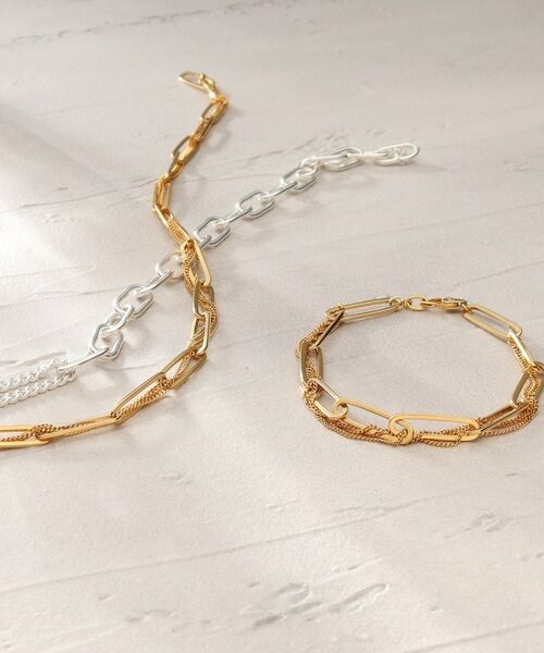 COCOSHNIK ONKITSCH / ココシュニックオンキッチュ ブレスレット・バングル | シルバー ミックスチェーン フラットカーブ スルー ブレスレット GP | 詳細6