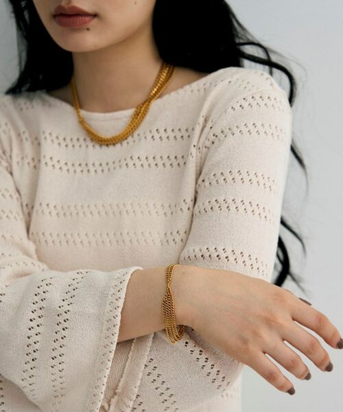 COCOSHNIK ONKITSCH / ココシュニックオンキッチュ ブレスレット・バングル | シルバー カーブチェーンアシンメトリードレープブレスレット GP | 詳細7