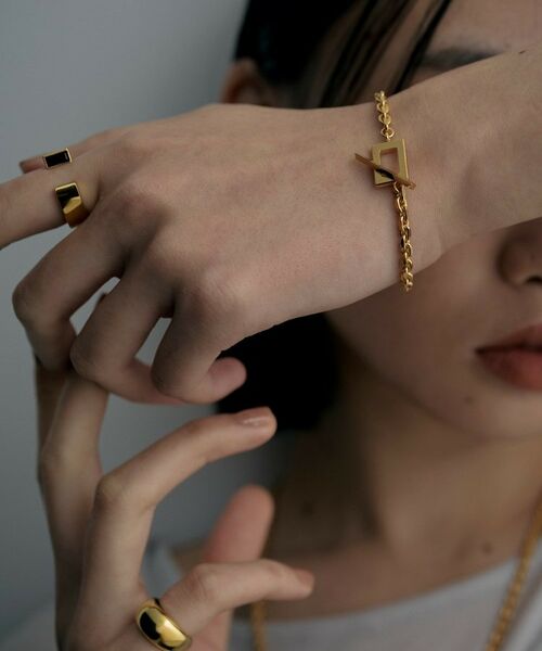 COCOSHNIK ONKITSCH / ココシュニックオンキッチュ ブレスレット・バングル | シルバー カットケーブルチェーン レクタングルマンテルブレスレット S GP | 詳細10