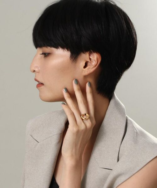 COCOSHNIK ONKITSCH / ココシュニックオンキッチュ リング | シルバー カーブチェーンモチーフ シングルリング GP | 詳細5