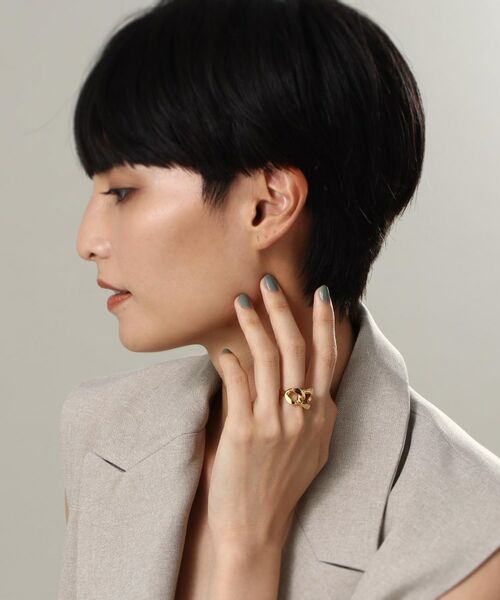 COCOSHNIK ONKITSCH / ココシュニックオンキッチュ リング | シルバー カーブチェーンモチーフ ダブルリング GP | 詳細5