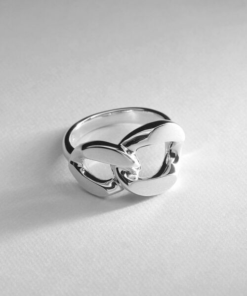 COCOSHNIK ONKITSCH / ココシュニックオンキッチュ リング | シルバー カーブチェーンモチーフ ダブルリング | 詳細2