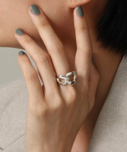 COCOSHNIK ONKITSCH / ココシュニックオンキッチュ リング | シルバー カーブチェーンモチーフ ダブルリング | 詳細6