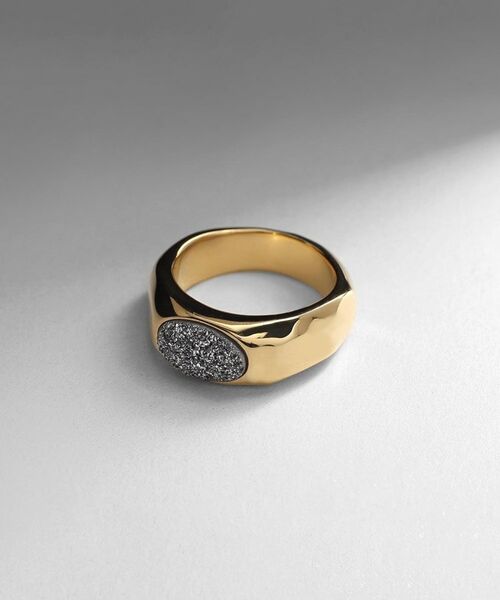 COCOSHNIK ONKITSCH / ココシュニックオンキッチュ リング | シルバー カラーストーン ブラックドルジーアゲート ニュアンスリングL GP | 詳細1