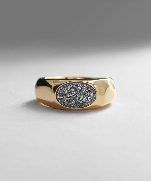 COCOSHNIK ONKITSCH / ココシュニックオンキッチュ リング | シルバー カラーストーン ブラックドルジーアゲート ニュアンスリングL GP | 詳細2