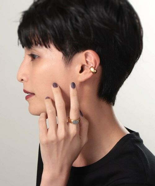 COCOSHNIK ONKITSCH / ココシュニックオンキッチュ リング | シルバー カラーストーン ブラックドルジーアゲート ニュアンスリングL GP | 詳細5