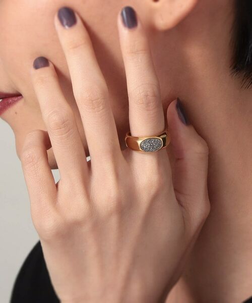 COCOSHNIK ONKITSCH / ココシュニックオンキッチュ リング | シルバー カラーストーン ブラックドルジーアゲート ニュアンスリングL GP | 詳細7