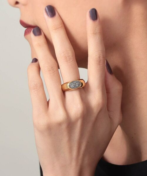 COCOSHNIK ONKITSCH / ココシュニックオンキッチュ リング | シルバー カラーストーン ブラックドルジーアゲート ニュアンスリングL GP | 詳細8