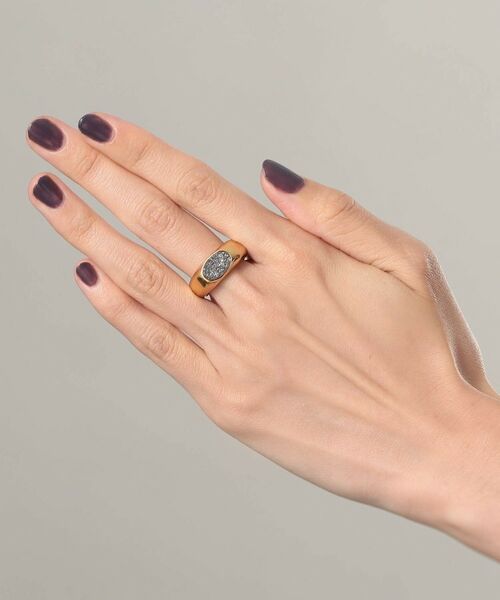 COCOSHNIK ONKITSCH / ココシュニックオンキッチュ リング | シルバー カラーストーン ブラックドルジーアゲート ニュアンスリングL GP | 詳細9