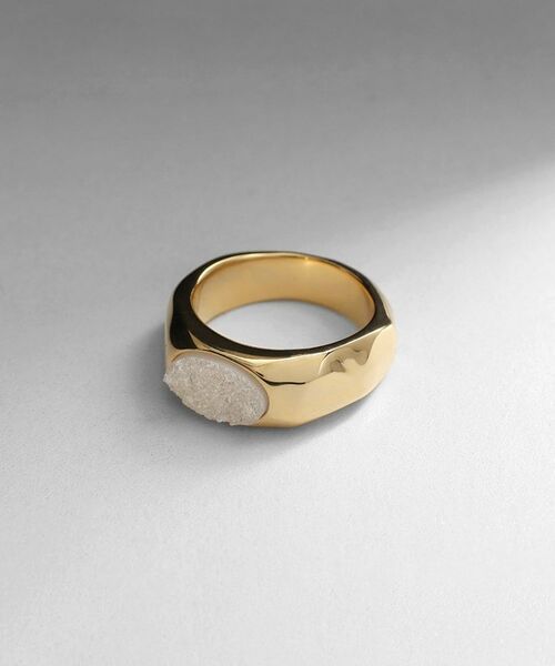 COCOSHNIK ONKITSCH / ココシュニックオンキッチュ リング | シルバー カラーストーン ホワイトドルジーアゲート ニュアンスリングL GP | 詳細1