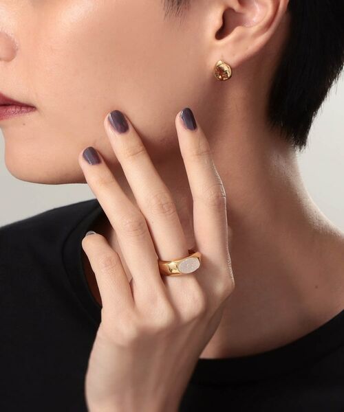 COCOSHNIK ONKITSCH / ココシュニックオンキッチュ リング | シルバー カラーストーン ホワイトドルジーアゲート ニュアンスリングL GP | 詳細7