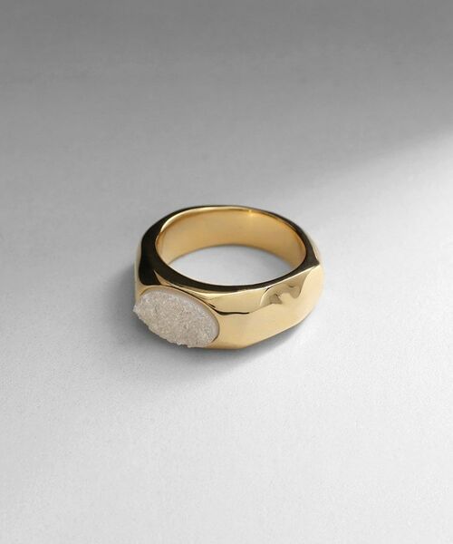 COCOSHNIK ONKITSCH / ココシュニックオンキッチュ リング | シルバー カラーストーン ホワイトドルジーアゲート ニュアンスリングL GP（ゴールド(676)）