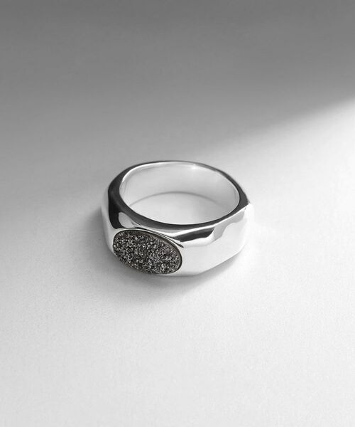 COCOSHNIK ONKITSCH / ココシュニックオンキッチュ リング | シルバー カラーストーン ブラックドルジーアゲート ニュアンスリングL | 詳細1