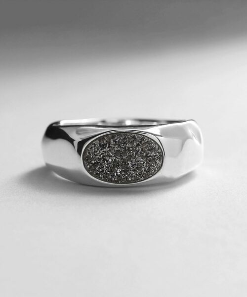 COCOSHNIK ONKITSCH / ココシュニックオンキッチュ リング | シルバー カラーストーン ブラックドルジーアゲート ニュアンスリングL | 詳細2
