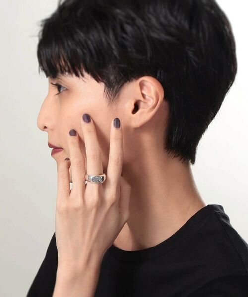 COCOSHNIK ONKITSCH / ココシュニックオンキッチュ リング | シルバー カラーストーン ブラックドルジーアゲート ニュアンスリングL | 詳細5