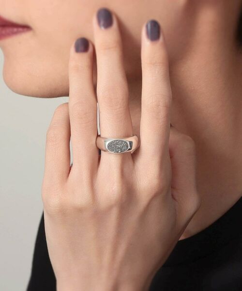 COCOSHNIK ONKITSCH / ココシュニックオンキッチュ リング | シルバー カラーストーン ブラックドルジーアゲート ニュアンスリングL | 詳細6