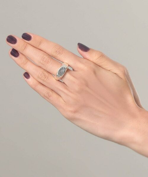 COCOSHNIK ONKITSCH / ココシュニックオンキッチュ リング | シルバー カラーストーン ブラックドルジーアゲート ニュアンスリングL | 詳細7