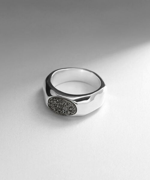 COCOSHNIK ONKITSCH / ココシュニックオンキッチュ リング | シルバー カラーストーン ブラックドルジーアゲート ニュアンスリングL（シルバー(676)）