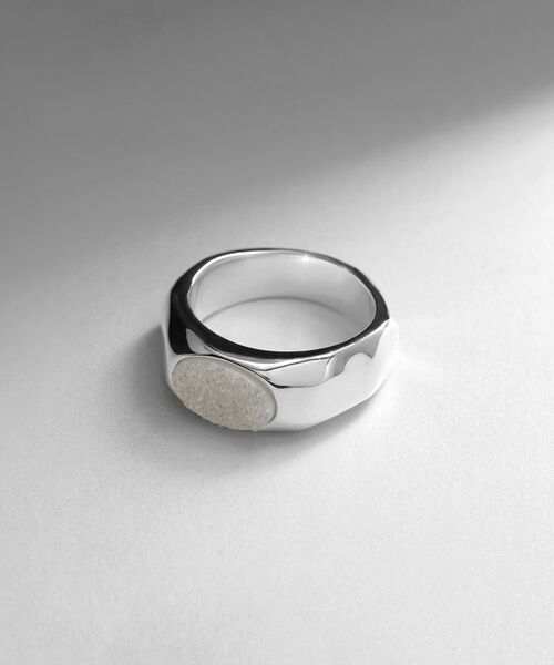 COCOSHNIK ONKITSCH / ココシュニックオンキッチュ リング | シルバー カラーストーン ホワイトドルジーアゲート ニュアンスリングL（シルバー(676)）