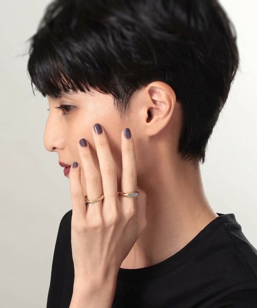 COCOSHNIK ONKITSCH / ココシュニックオンキッチュ リング | シルバー カラーストーン ブラックドルジーアゲート ニュアンスリングS GP | 詳細5