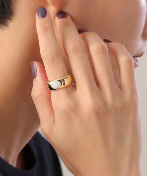 COCOSHNIK ONKITSCH / ココシュニックオンキッチュ リング | シルバー カラーストーン（ホワイトアゲート）ワイドリング GP | 詳細7