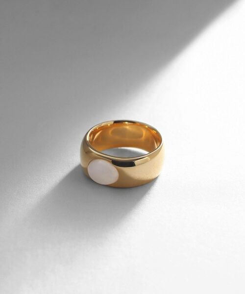 COCOSHNIK ONKITSCH / ココシュニックオンキッチュ リング | シルバー カラーストーン（ホワイトアゲート）ワイドリング GP（ゴールド(690)）