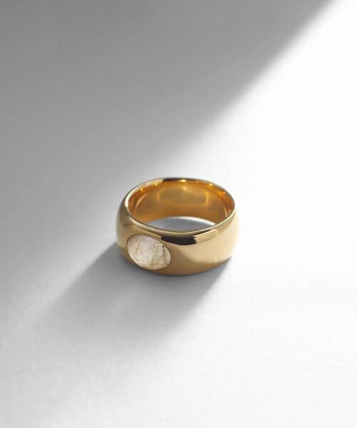 COCOSHNIK ONKITSCH / ココシュニックオンキッチュ リング | シルバー カラーストーン（ルチルクォーツ）ワイドリング GP | 詳細1