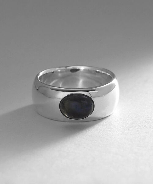 COCOSHNIK ONKITSCH / ココシュニックオンキッチュ リング | シルバー カラーストーン（ブラックラブラドライト）ワイドリング | 詳細2