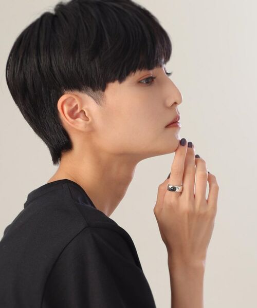 COCOSHNIK ONKITSCH / ココシュニックオンキッチュ リング | シルバー カラーストーン（ブラックラブラドライト）ワイドリング | 詳細6
