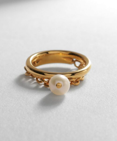 COCOSHNIK ONKITSCH / ココシュニックオンキッチュ リング | シルバー ドレープチェーン パールリング GP | 詳細2