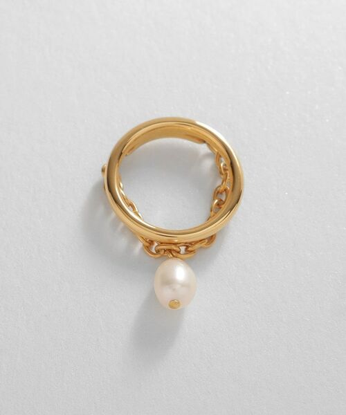 COCOSHNIK ONKITSCH / ココシュニックオンキッチュ リング | シルバー ドレープチェーン パールリング GP | 詳細3