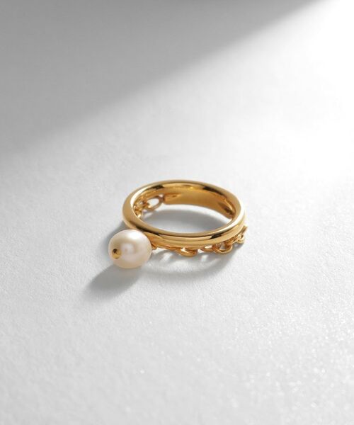 COCOSHNIK ONKITSCH / ココシュニックオンキッチュ リング | シルバー ドレープチェーン パールリング GP(ゴールド(606))
