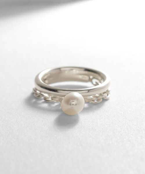 COCOSHNIK ONKITSCH / ココシュニックオンキッチュ リング | シルバー ドレープチェーン パールリング | 詳細2